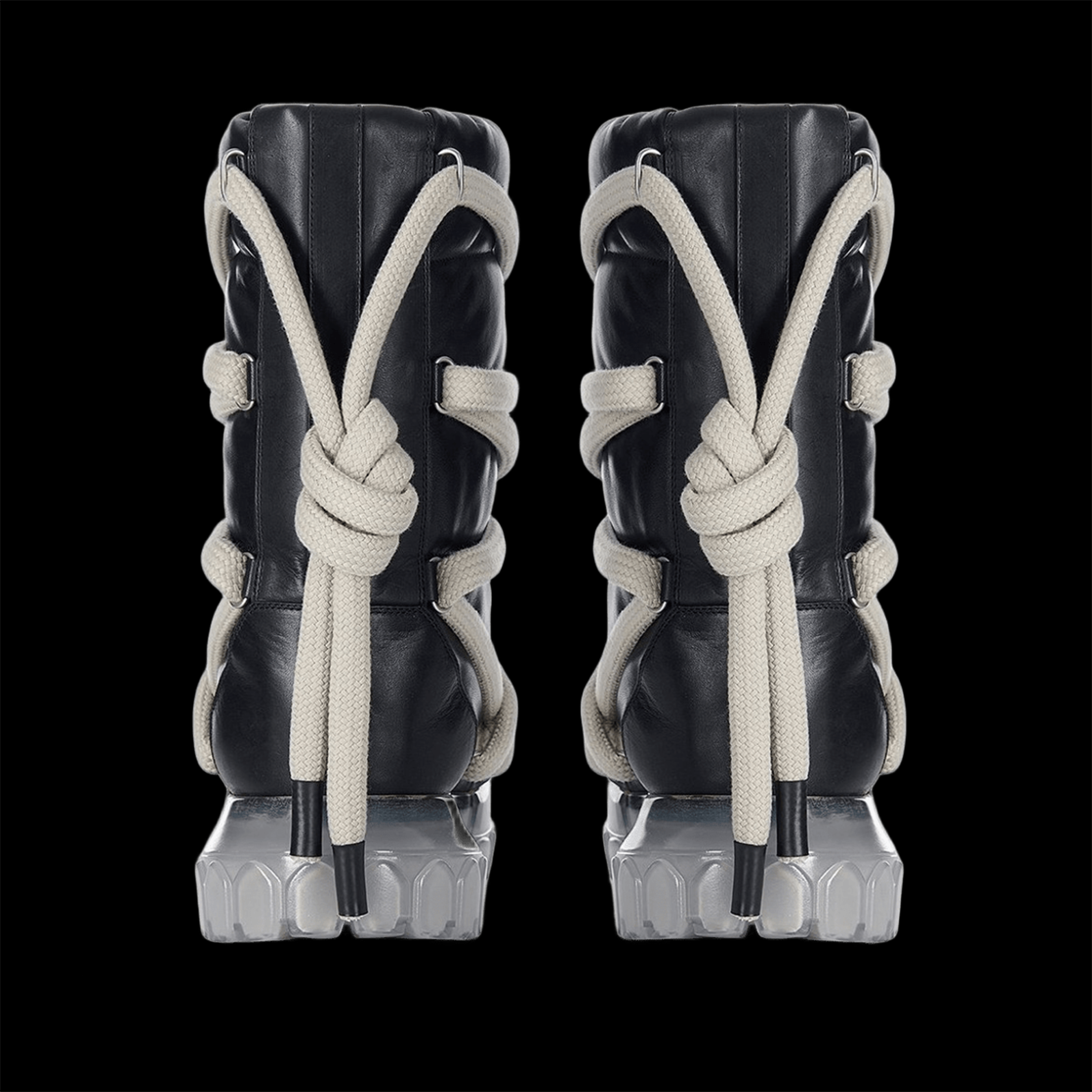 RICK OWENS LUNAR TRACTOR PADDED LEATHER BOOTS