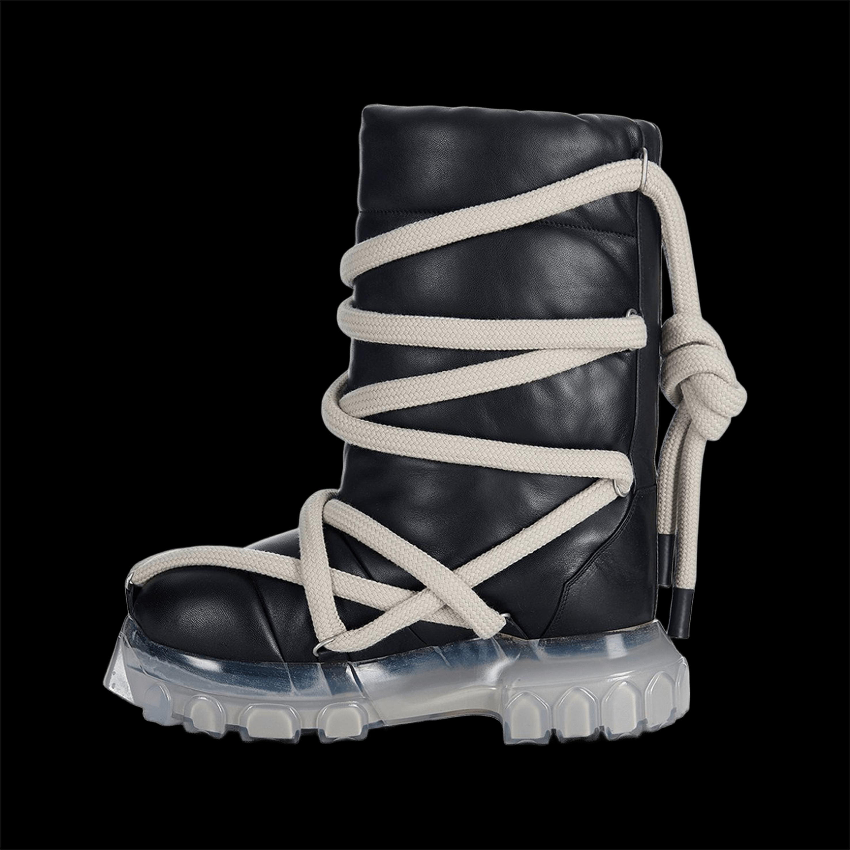 RICK OWENS LUNAR TRACTOR PADDED LEATHER BOOTS