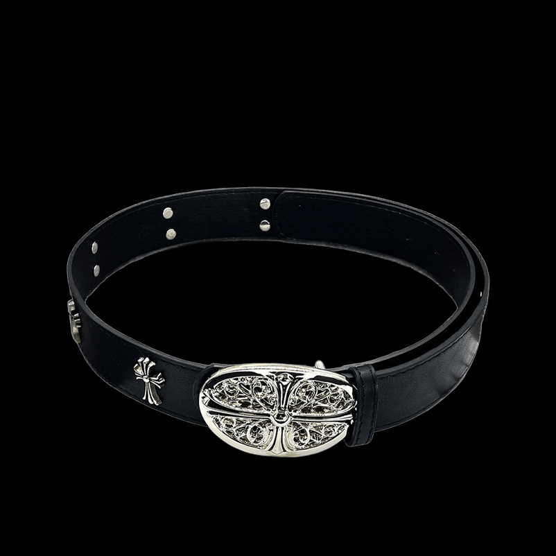 Black Chrome heart middle cross with metal crosses