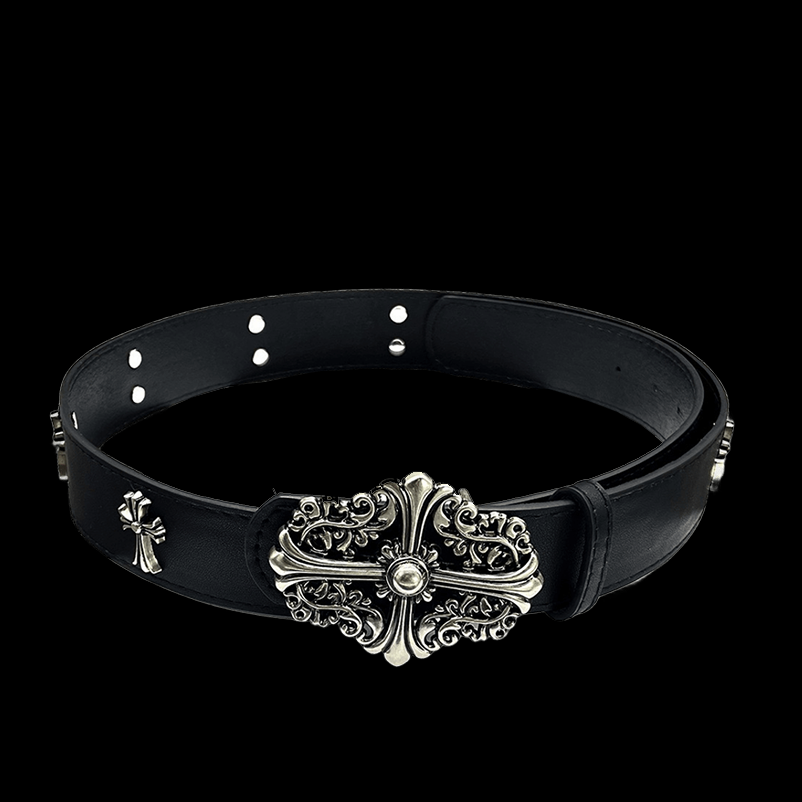 Chrome heart middle cross with big metal crosses