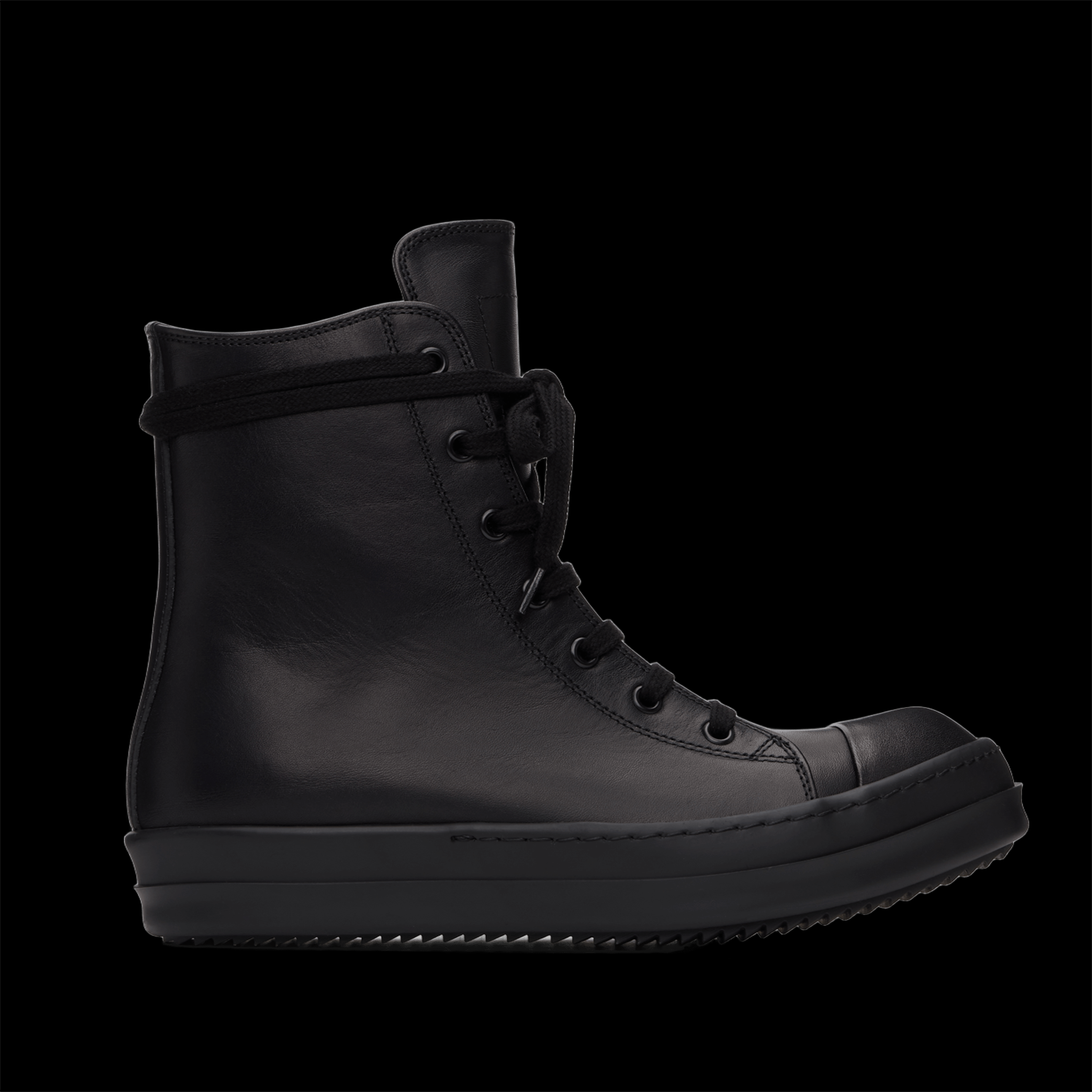 RICK OWENS BLACK LEATHER HIGH-TOP