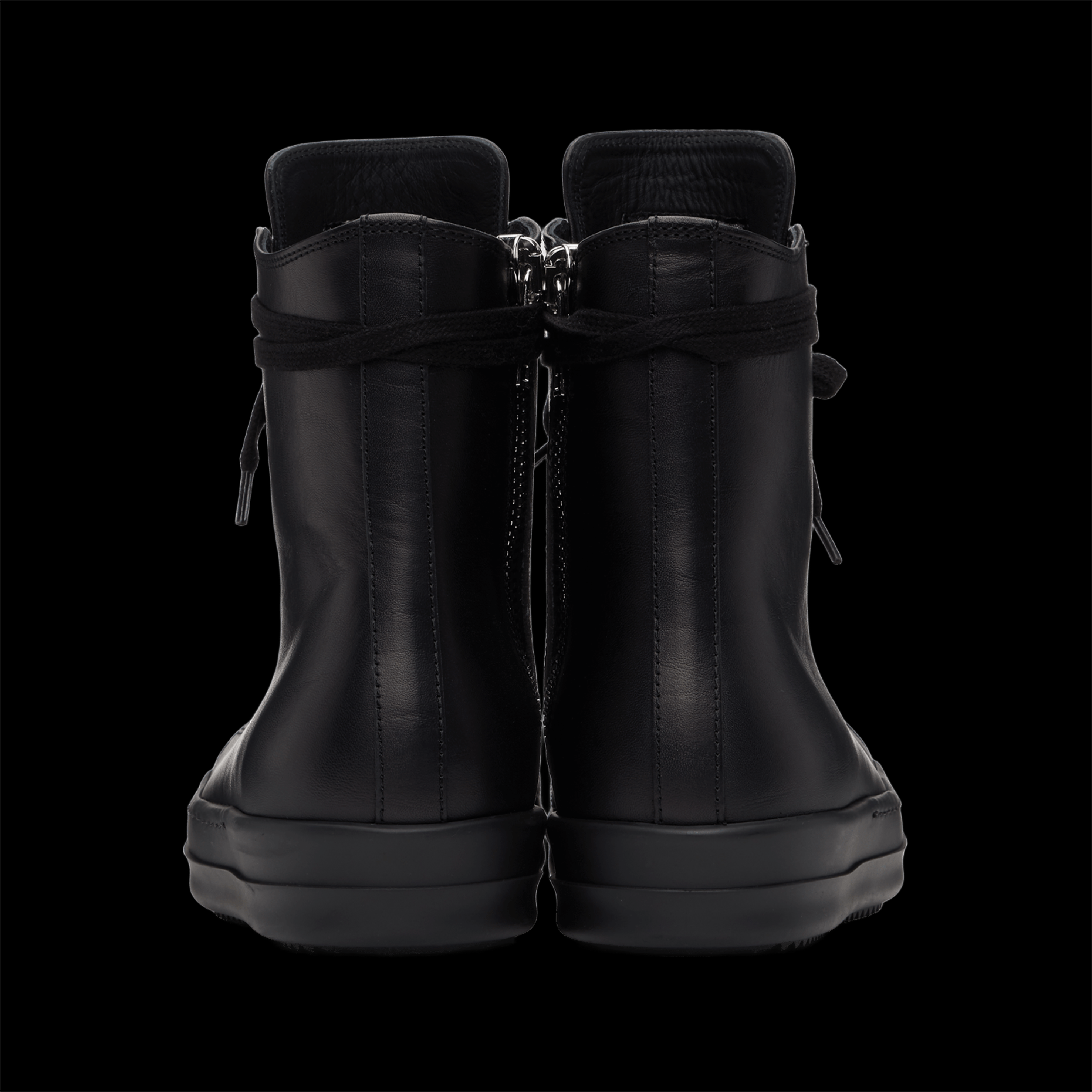 RICK OWENS BLACK LEATHER HIGH-TOP