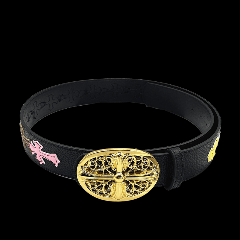 Chrome heart gold middle cross buckley with colorful crosses