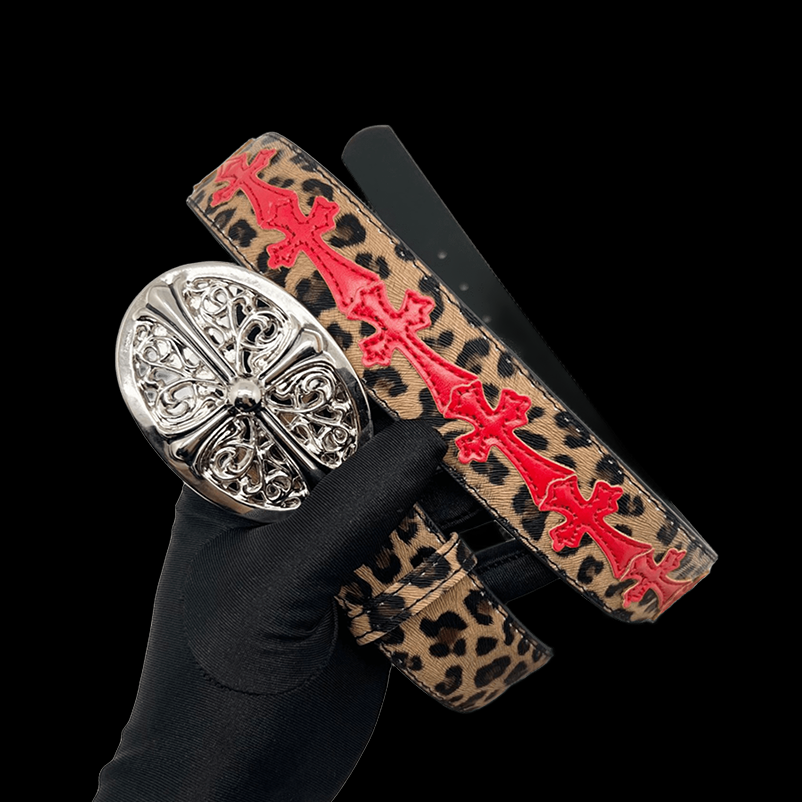 Chrome heart middle cross brown/red