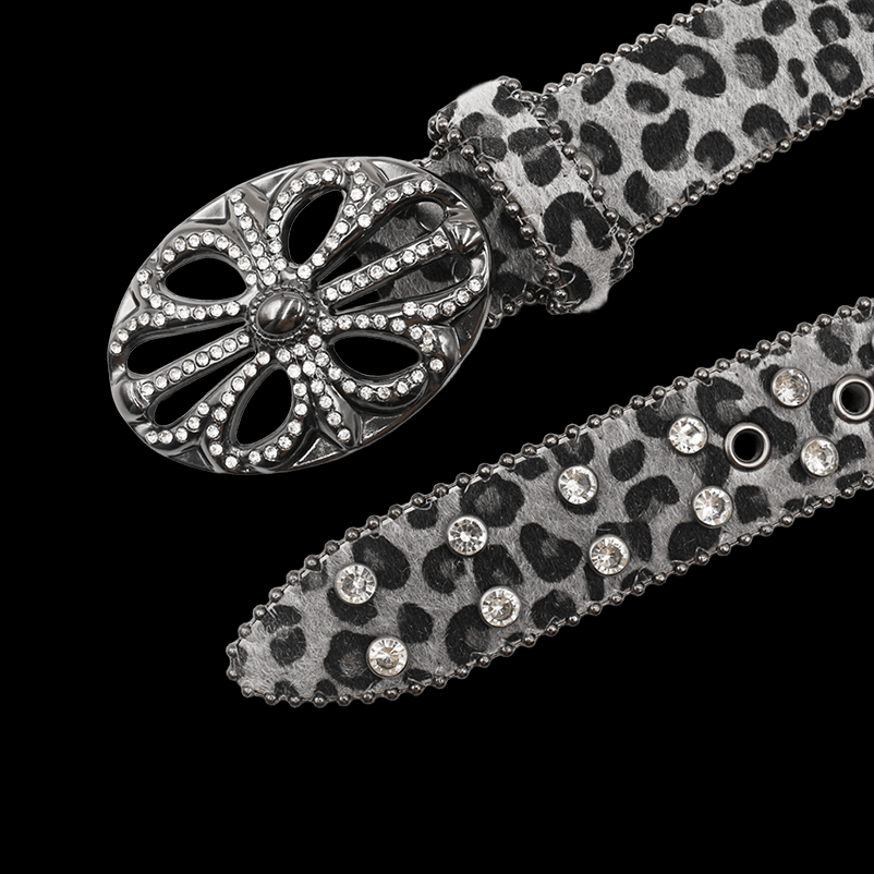 Chrome heart middle cross Pavé Diamonds gray