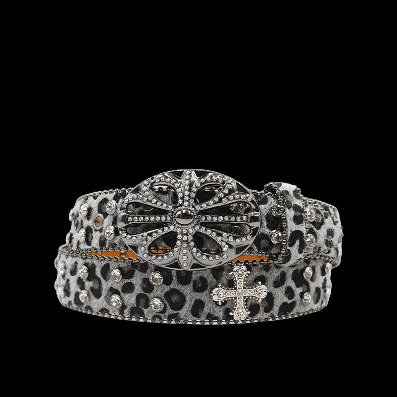 Chrome heart middle cross Pavé Diamonds gray