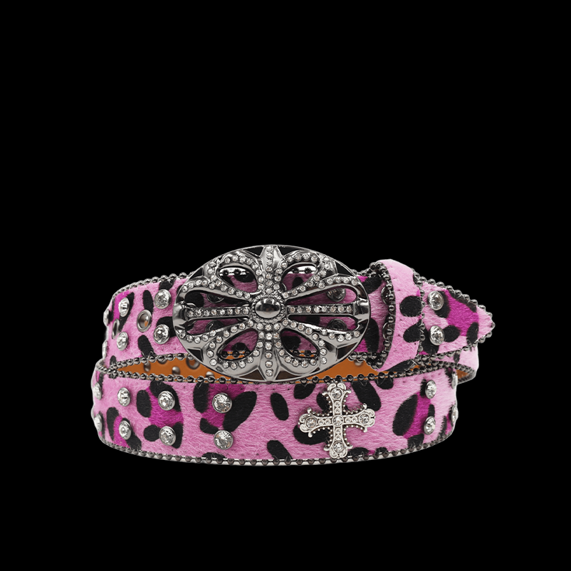 Chrome heart middle cross Pavé Diamonds pink