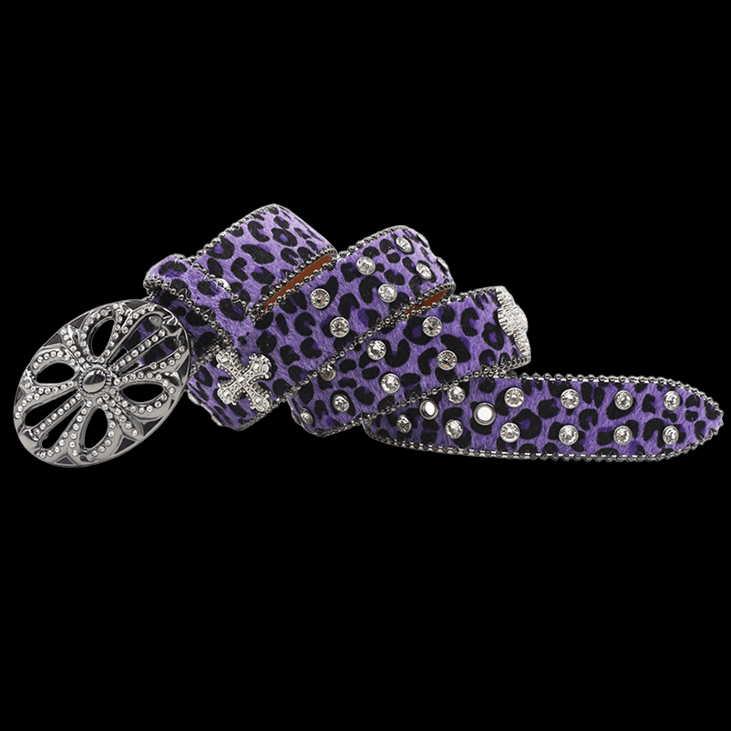 Chrome heart middle cross Pavé Diamonds Purple