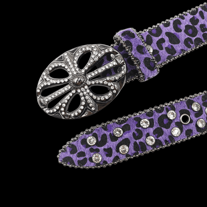 Chrome heart middle cross Pavé Diamonds Purple