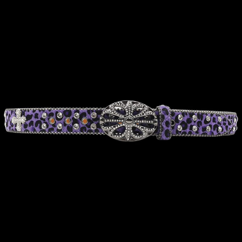 Chrome heart middle cross Pavé Diamonds Purple