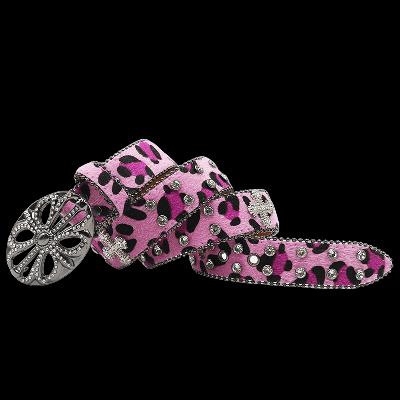 Chrome heart middle cross Pavé Diamonds pink