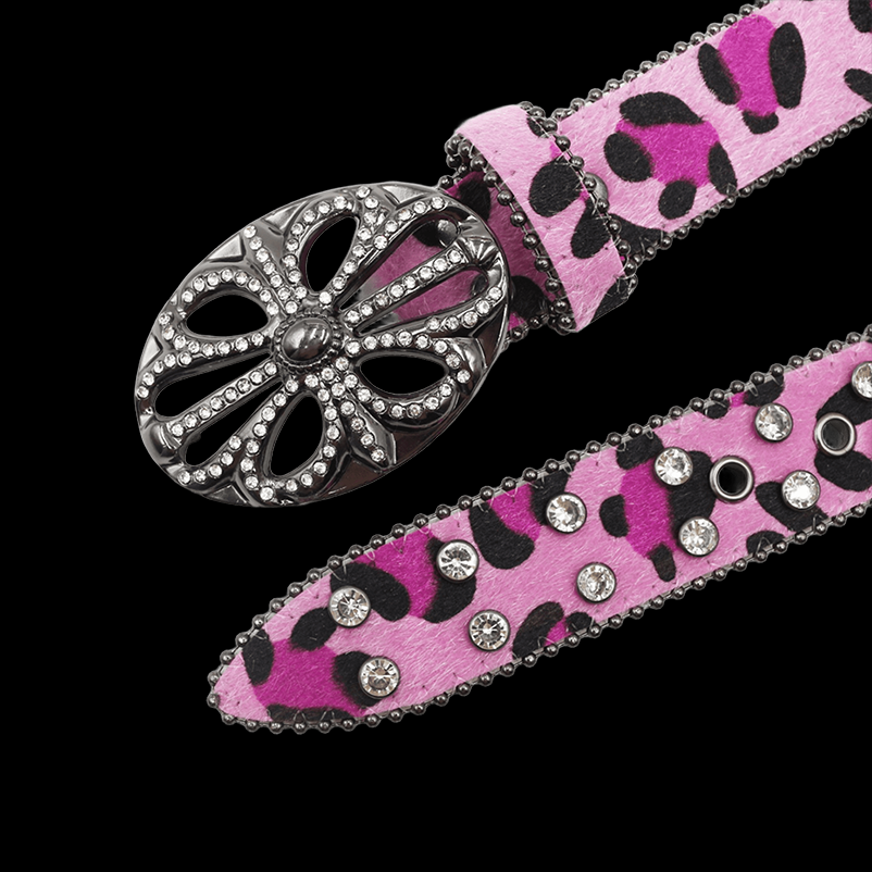 Chrome heart middle cross Pavé Diamonds pink
