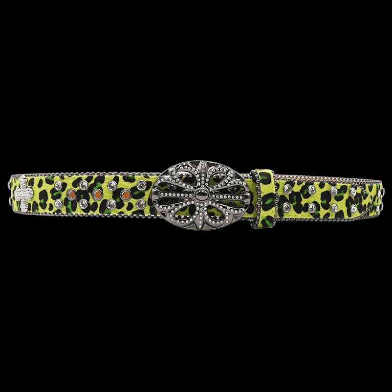 Chrome heart middle cross Pavé Diamonds green