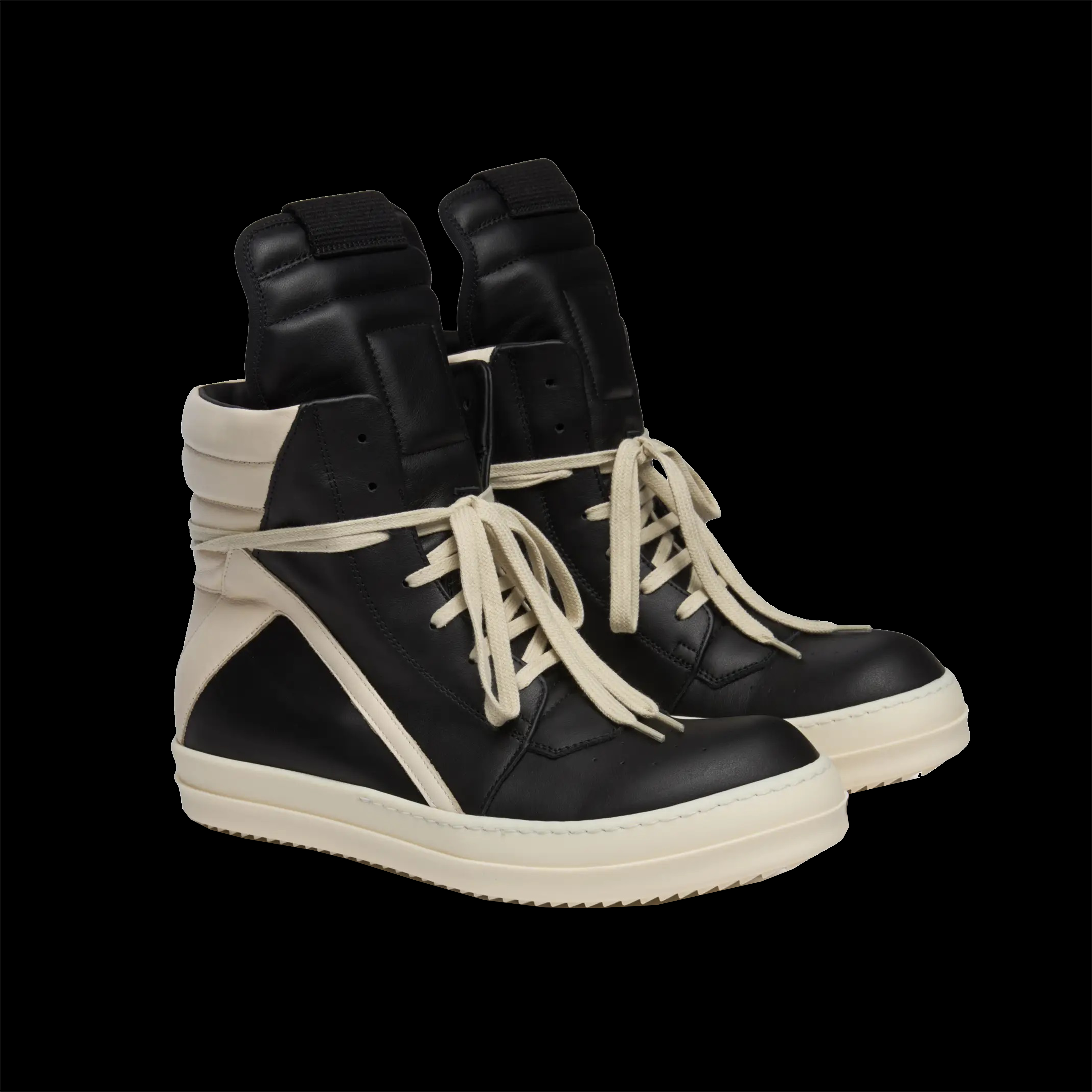 Rick Owens Geobasket Leather Shoes - Black & Milk