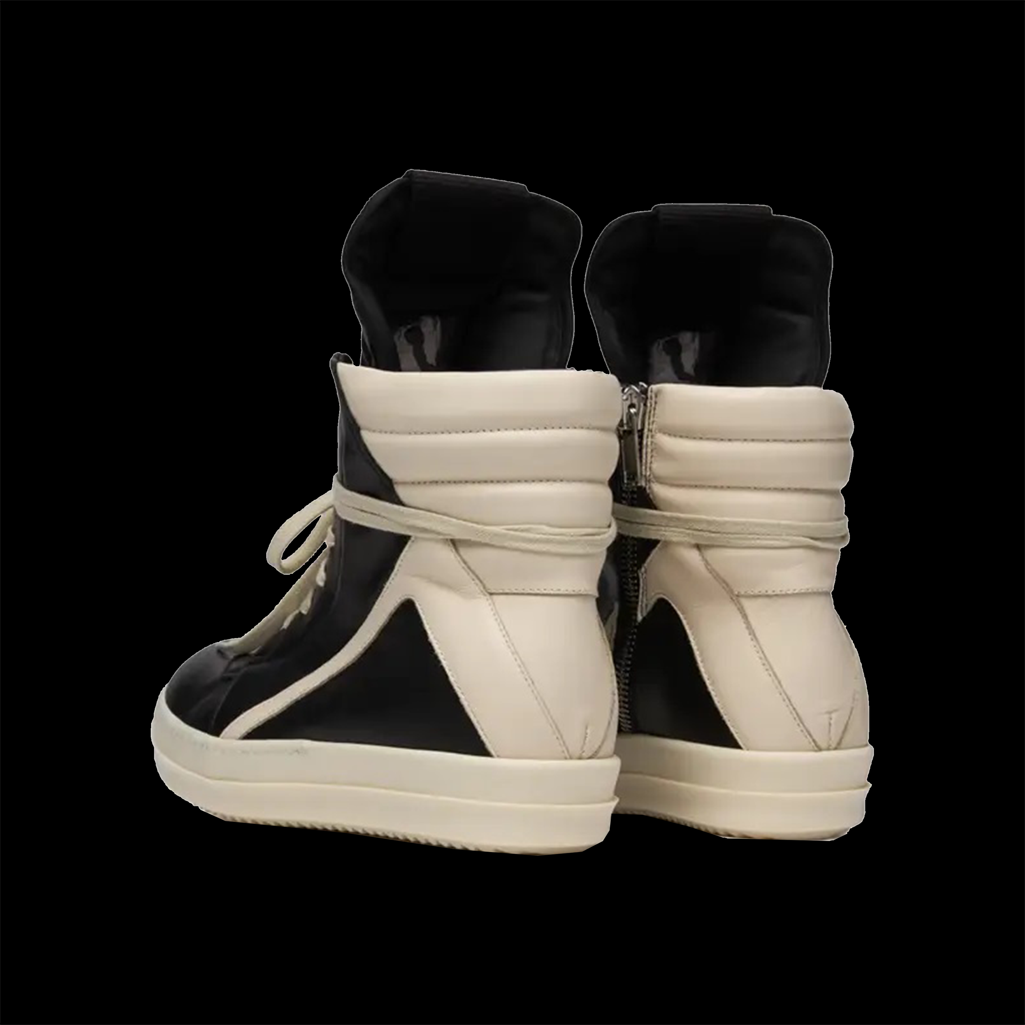 Rick Owens Geobasket Leather Shoes - Black & Milk
