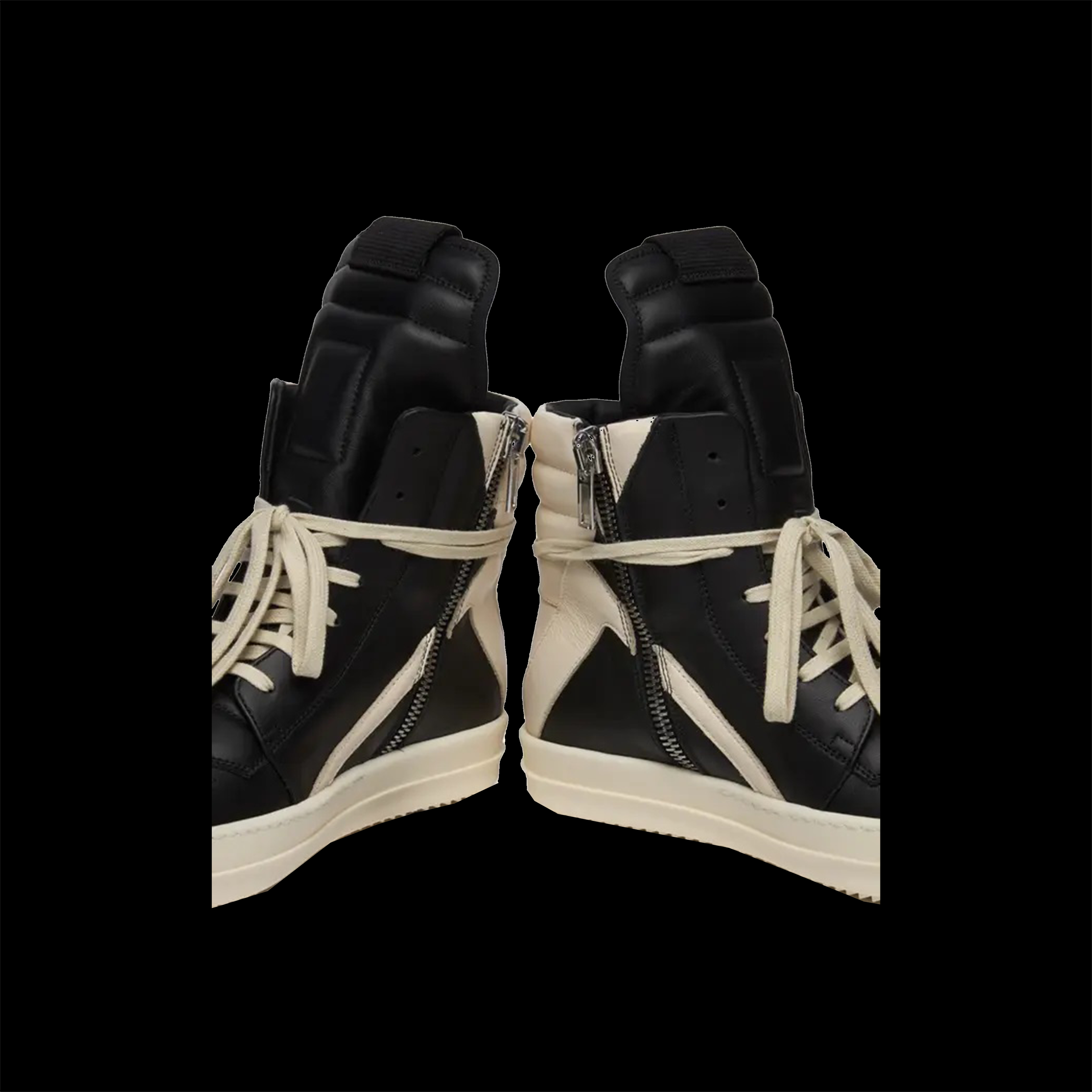Rick Owens Geobasket Leather Shoes - Black & Milk