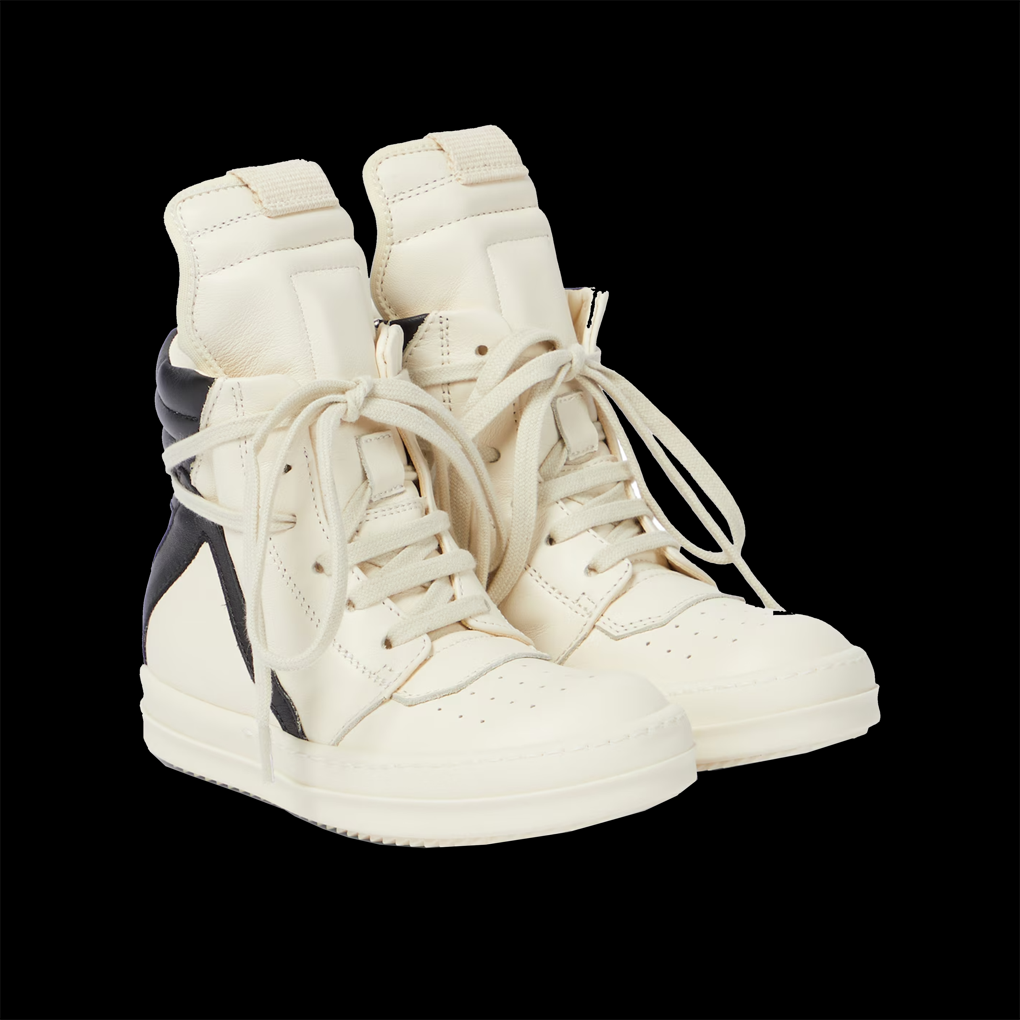 Rick Owens Geobasket Leather Shoes - White & Milk