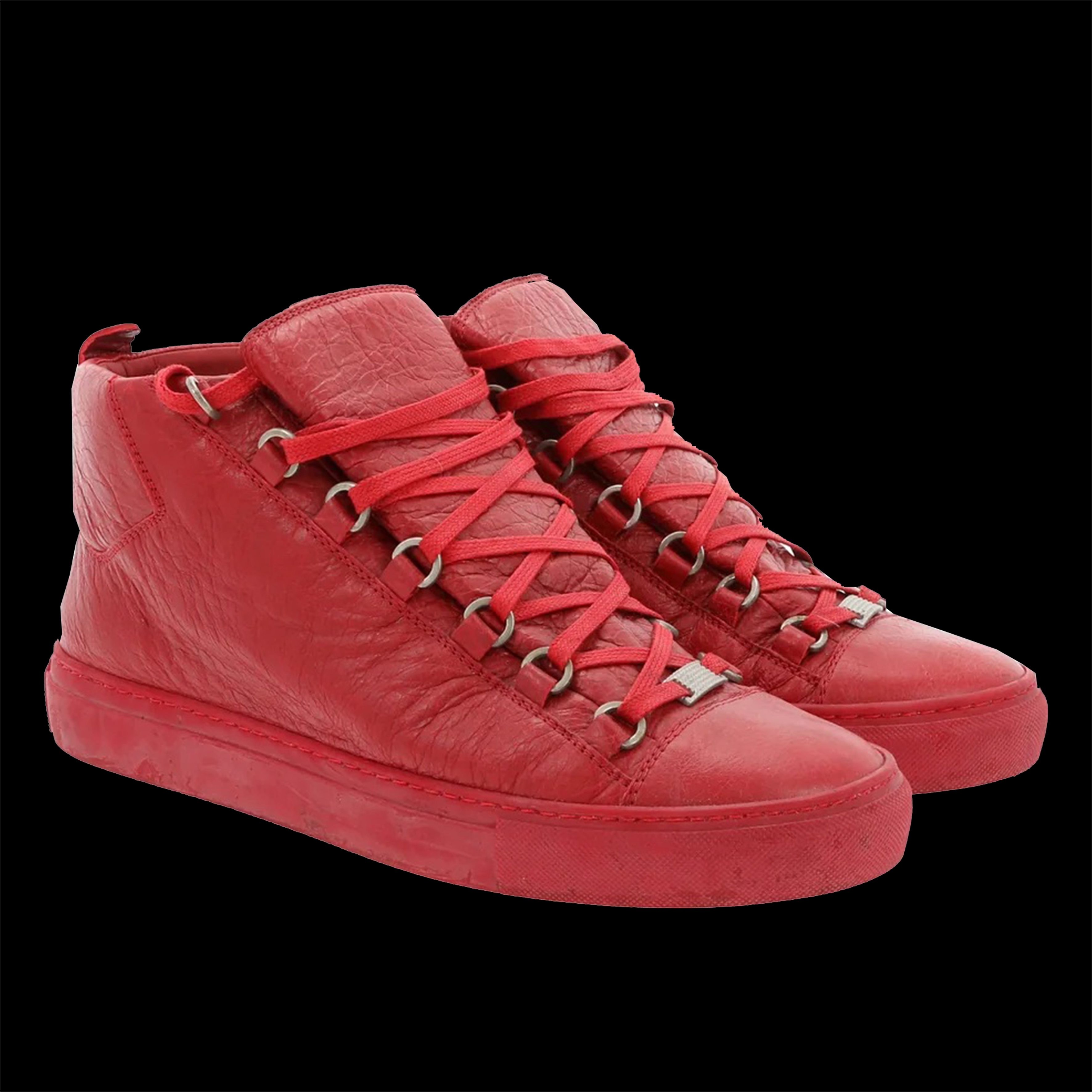 Balenciaga Arena High Sneakers in Red Leather